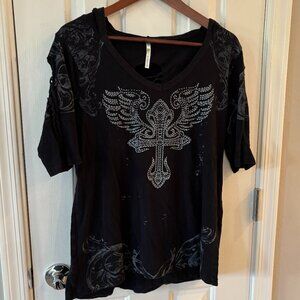 Black Knit Shortsleeve Hoody XL